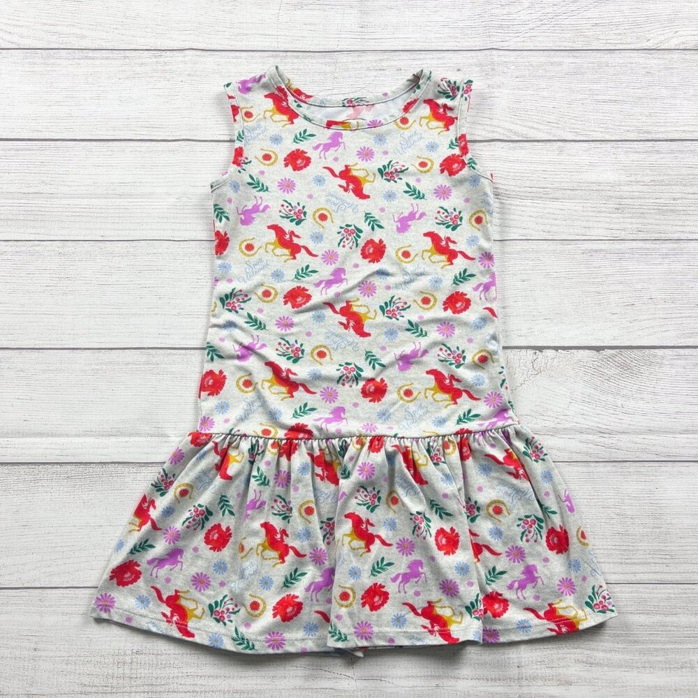 Spirit Riding Free Girls Horse Dress Sleeveless Fit & Flare Floral Print 6 6X